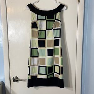 Connected Apparel Green and Black Block Dress Sz 6